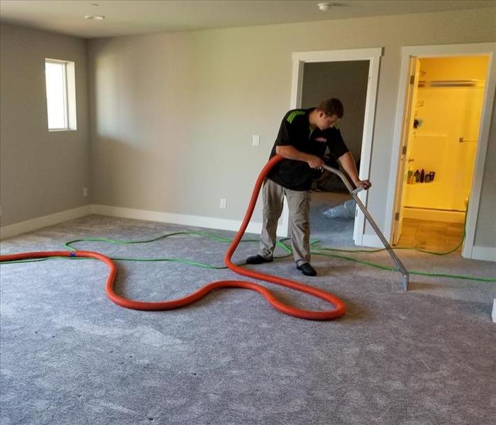 team member cleaning carpets